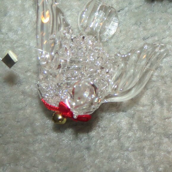 Vintage Clear Spun Glass Crystal Bird Hanging Christmas Holiday Ornament - Picture 9 of 11